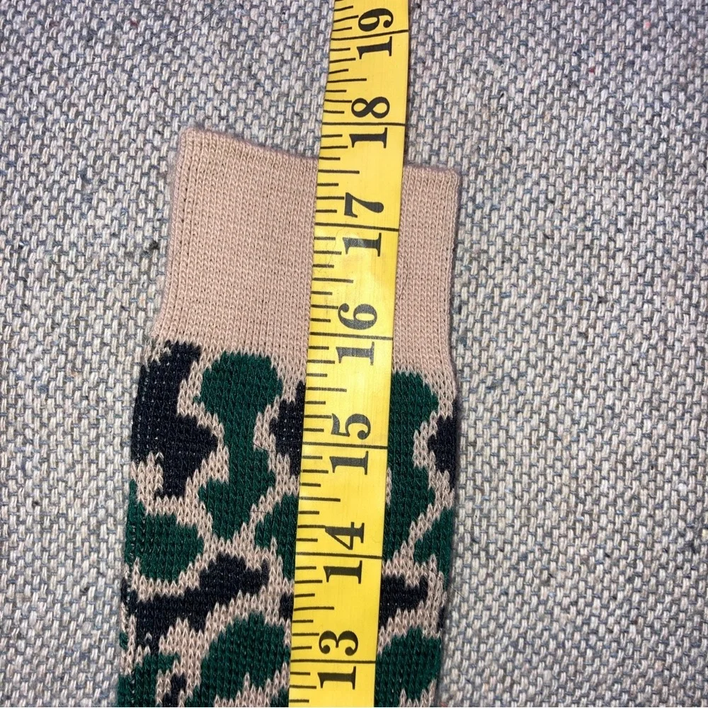 Vintage Hanes Duck Camouflage Camo Green Beige Men's Crew Socks 10-13 New